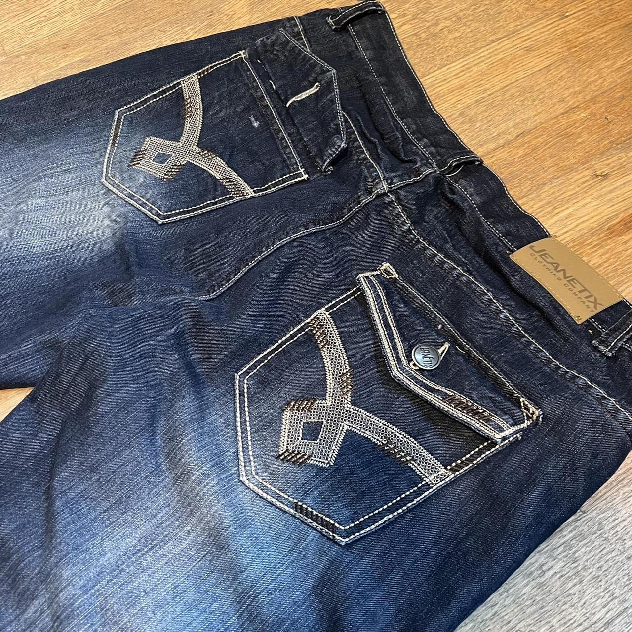 Y2k Jeanetix Jeans Embroidery On The Back With - Depop