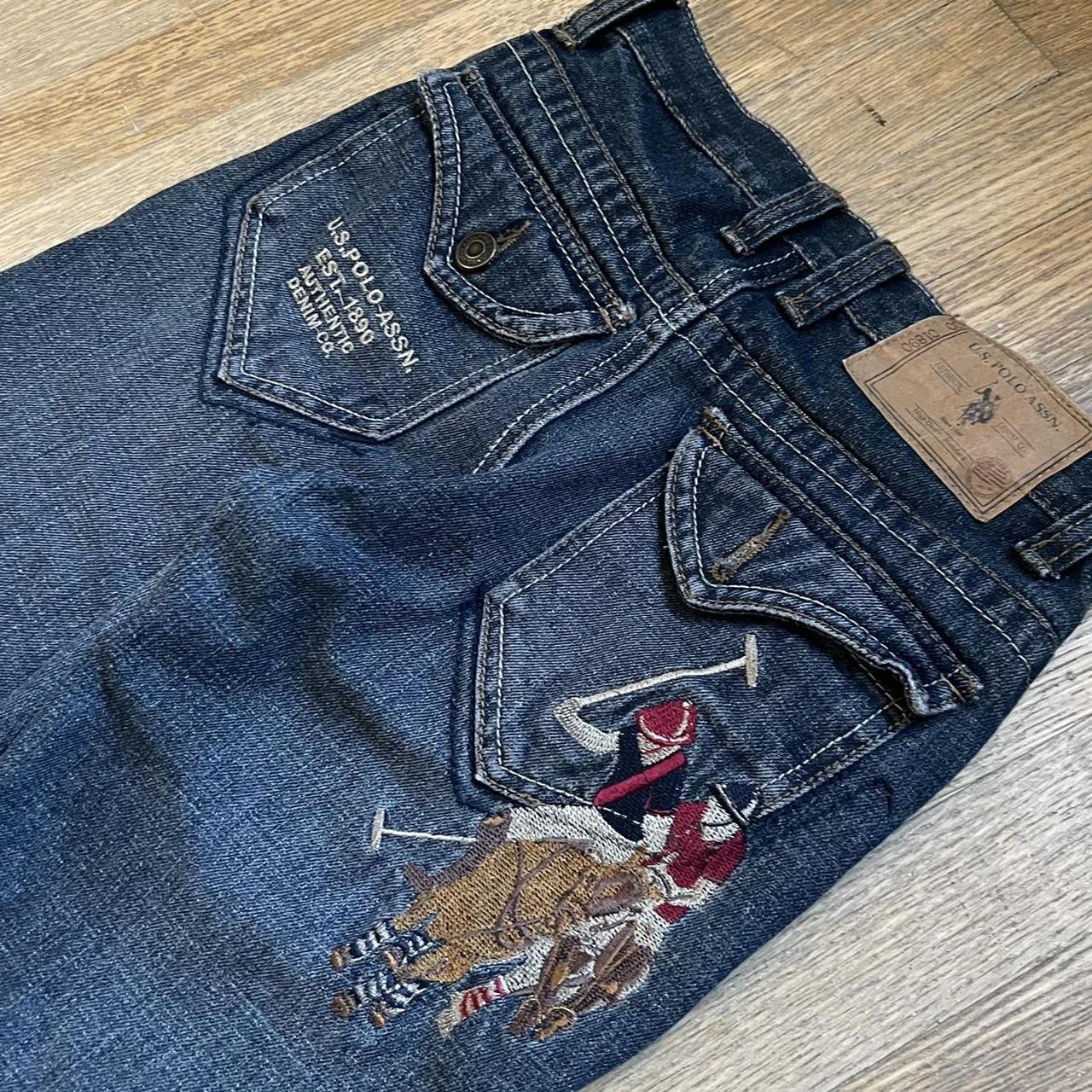 Y2K EMBROIDERED US POLO ASSN JEANS crazy back... - Depop