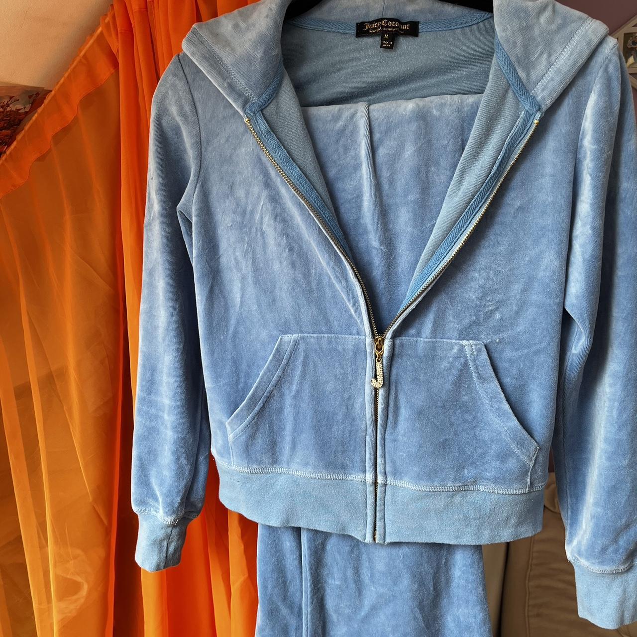 Baby blue juicy couture tracksuit with flared... - Depop