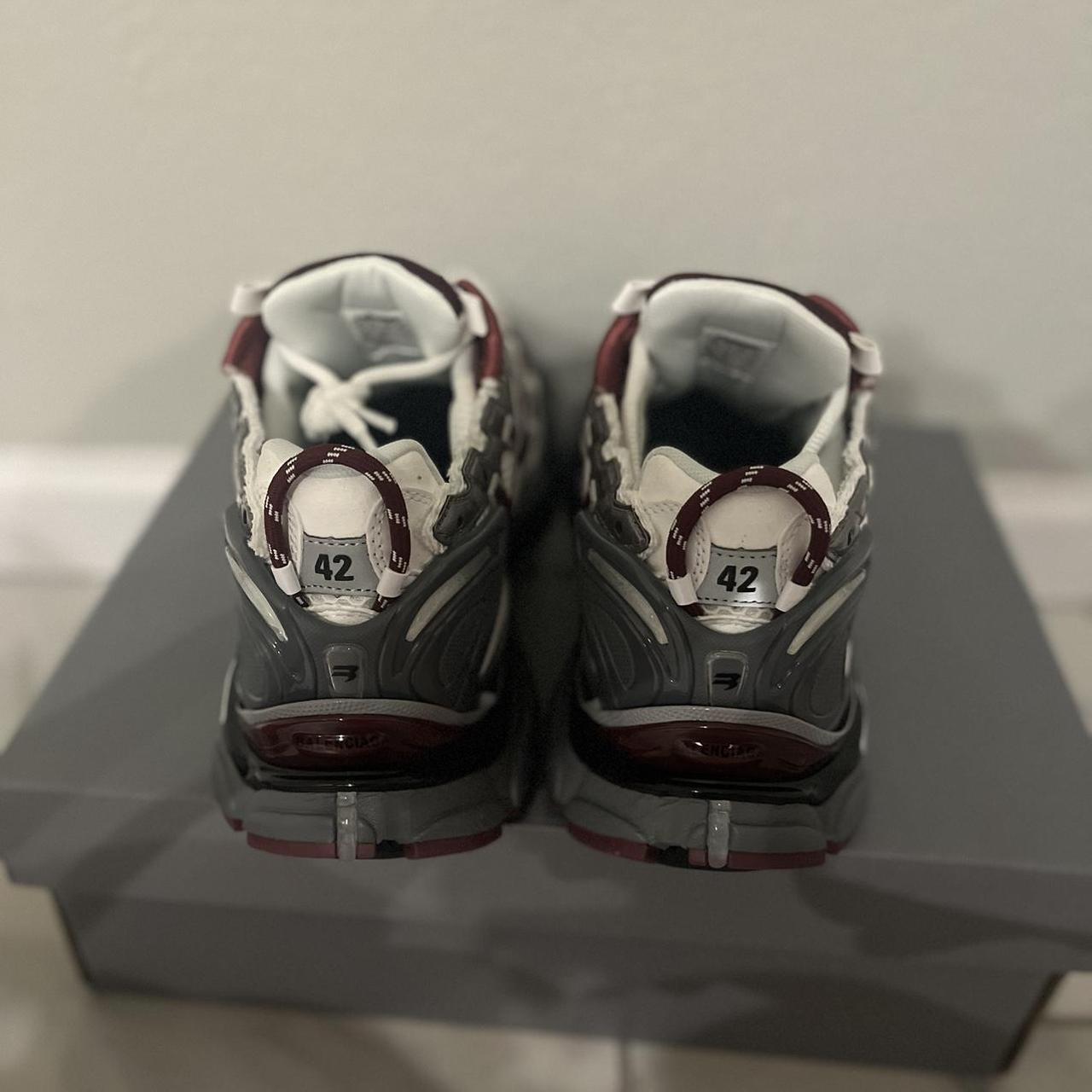 white and burgundy balenciaga track 2s Size9... Depop