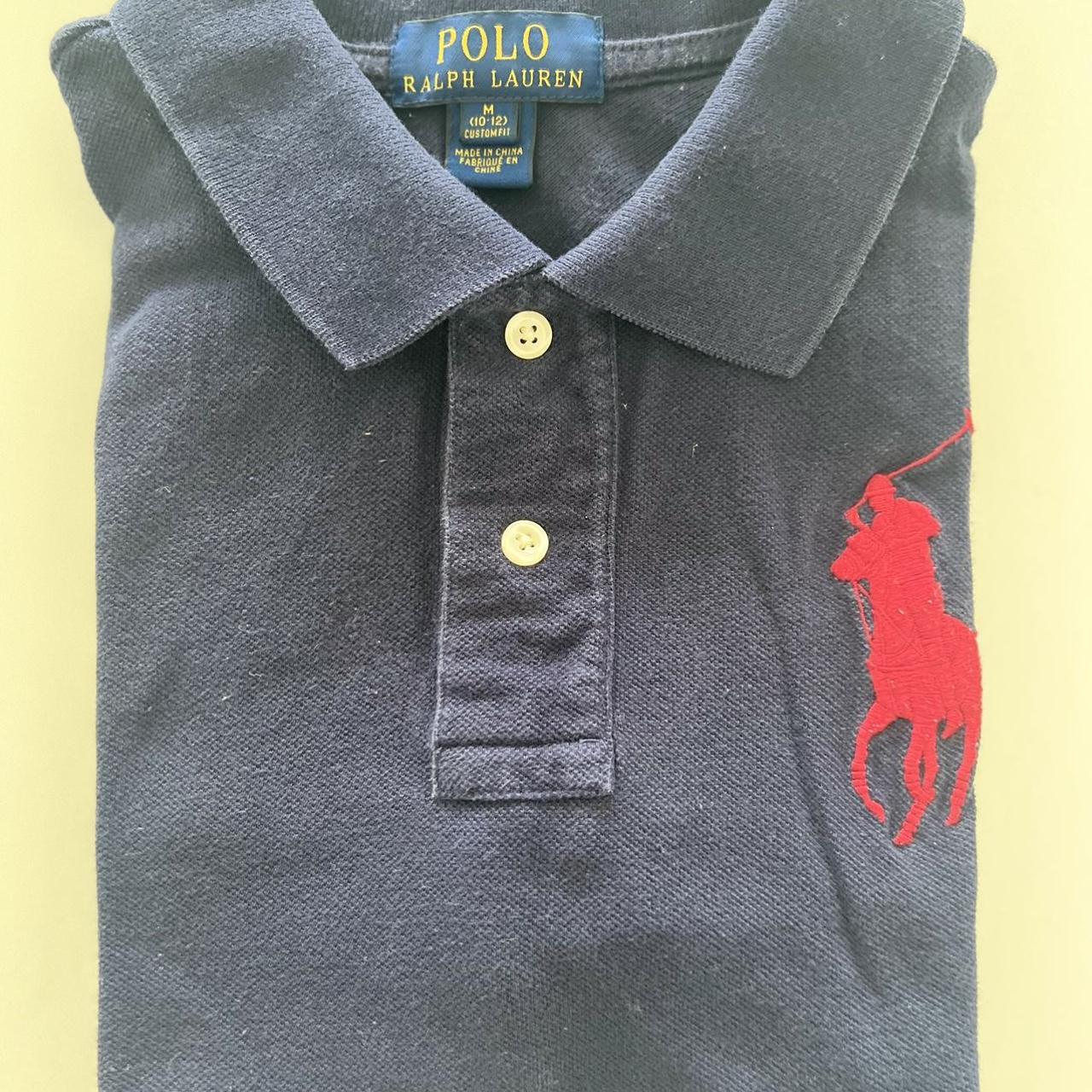 Ralph Lauren Kids Polo Shirt Navy - Size Medium... - Depop