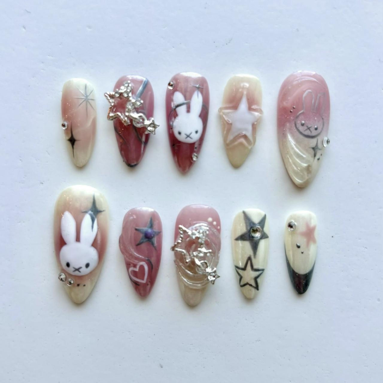 miffy blush star nails ☆ price- $38 sizing- xs, s,... - Depop