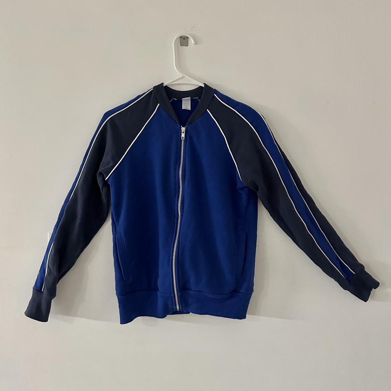 vintage Blue zip up jumper -size S, very body... - Depop