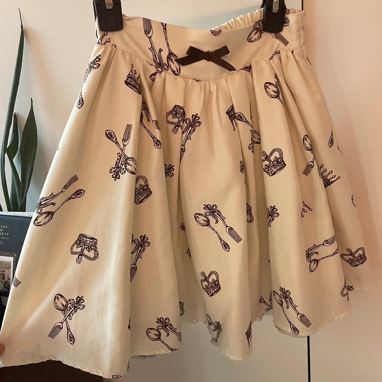 Ank Rouge cutlery brownxwhite skirt, size M.... - Depop