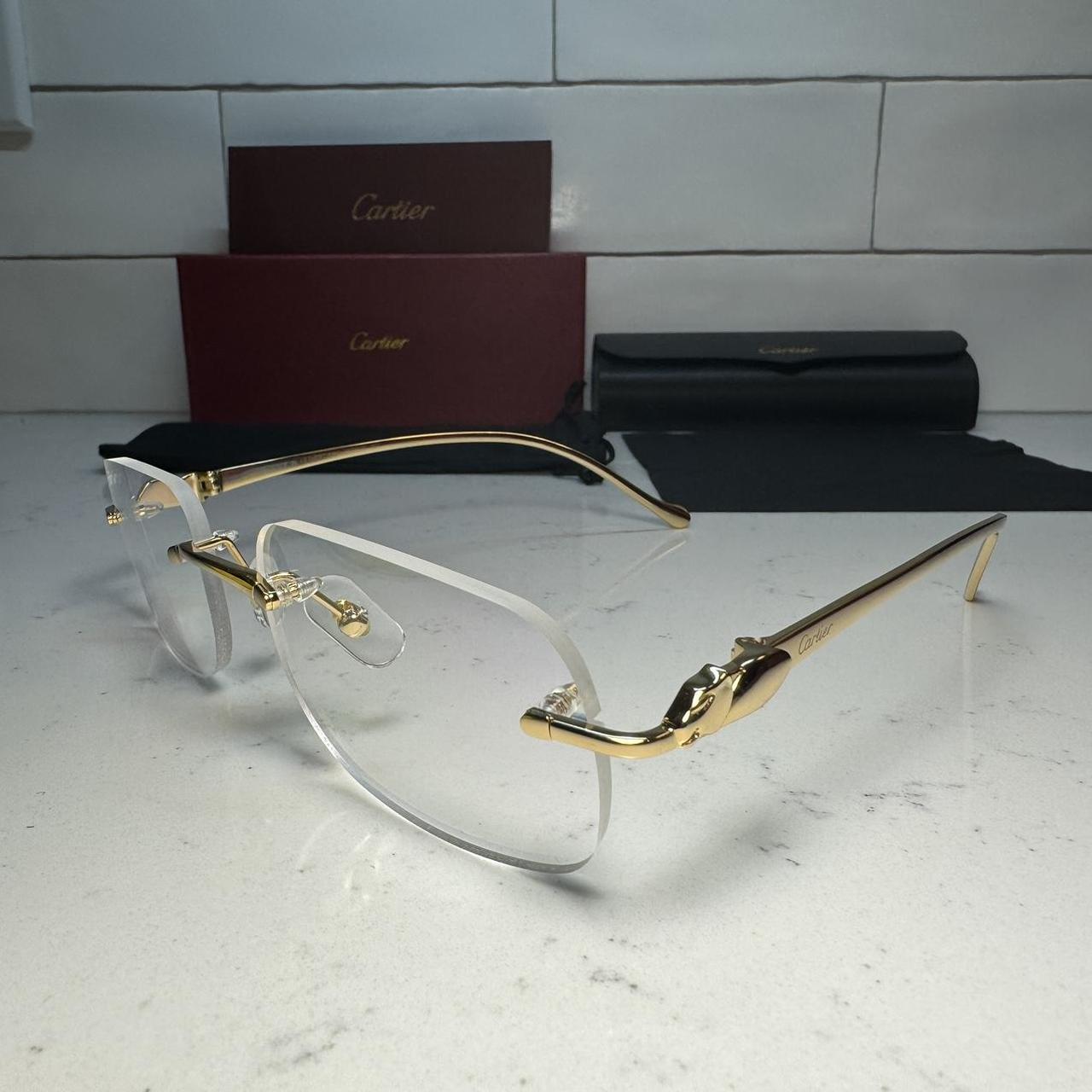 Panther Wires Glasses Gold Frame Size 54 Clear ... - Depop