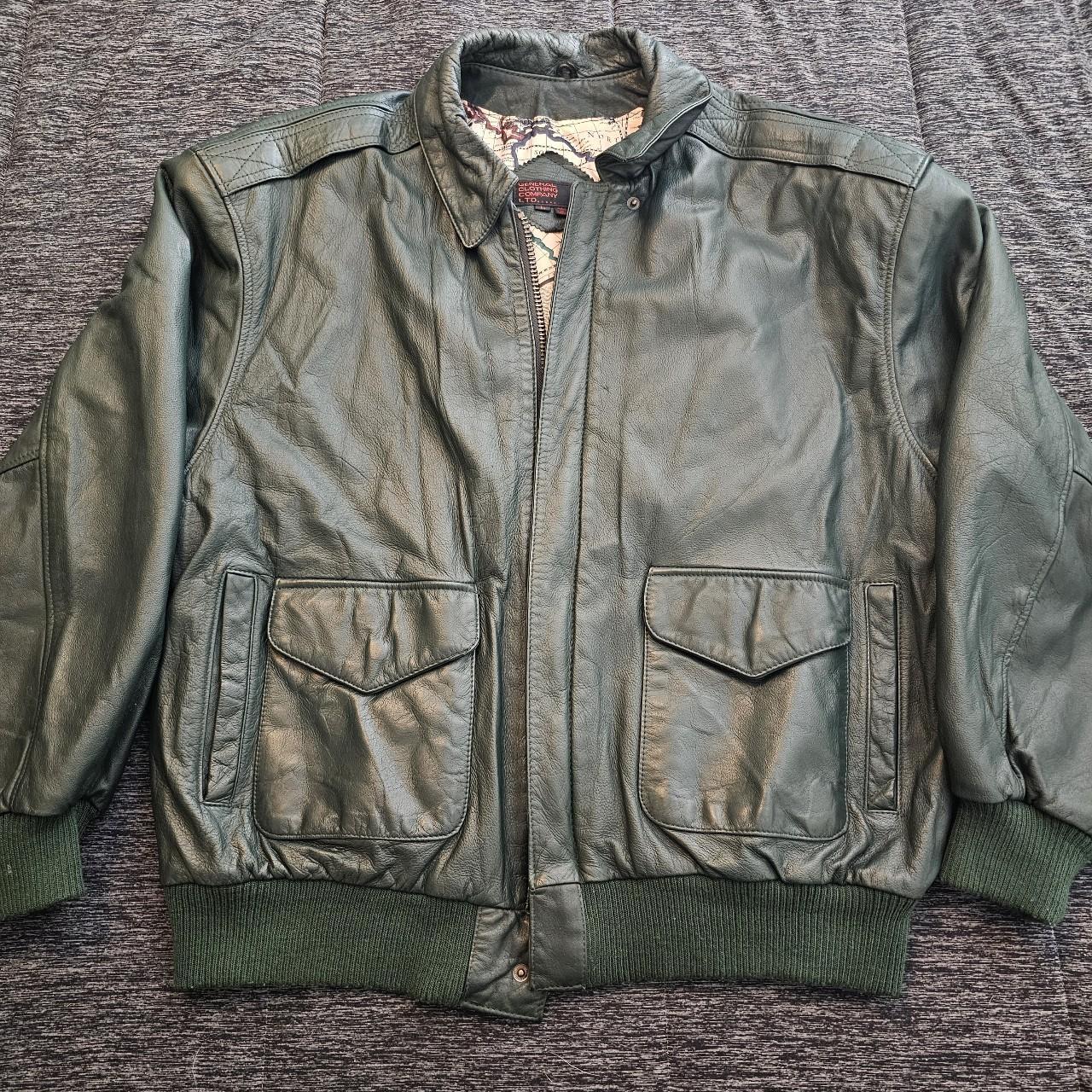 Thick leather jacket by General Clothing Company... - Depop