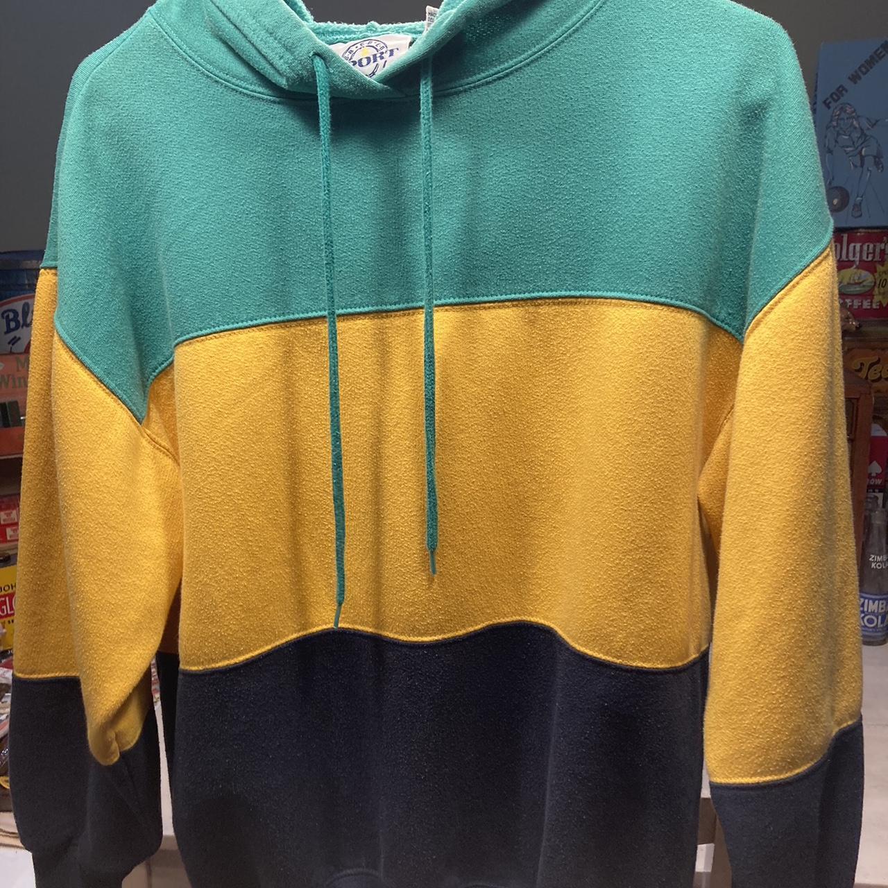 EB Sport Men's Yellow and Green Hoodie