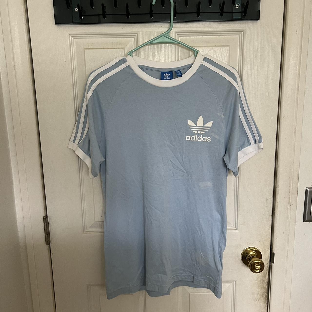 Baby blue adidas top shirt