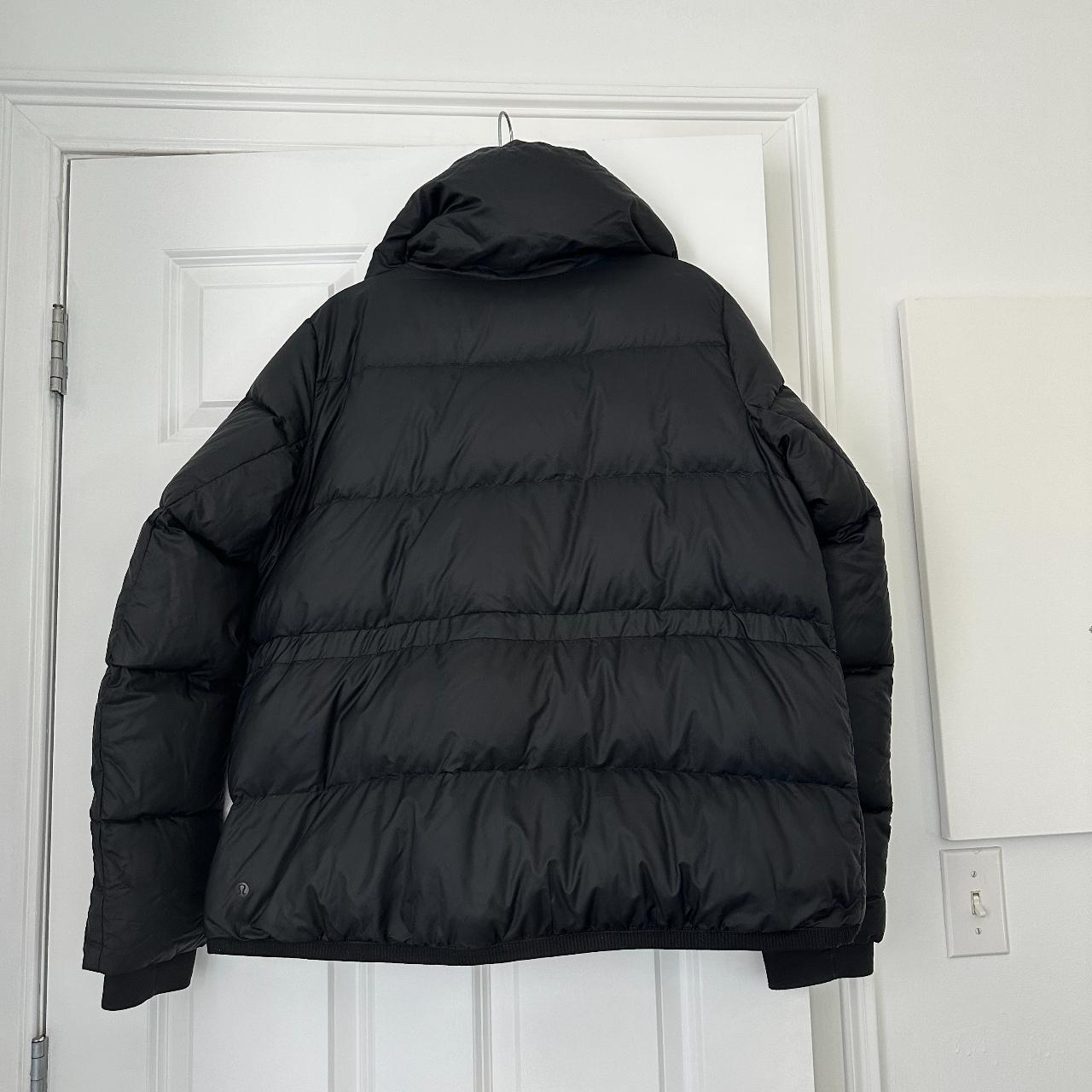 lululemon puffy rain coat size 8, hood can be - Depop