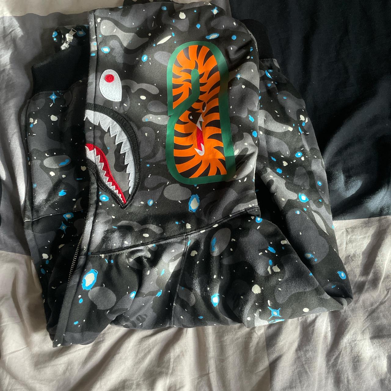 Bape vest Wear it once Size M Colour black bleu - Depop