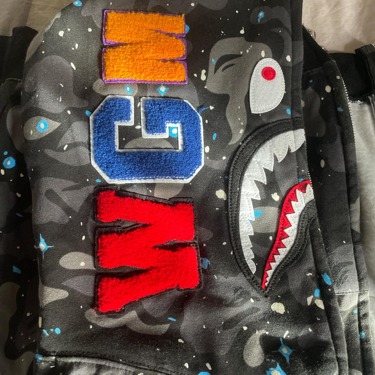 Bape vest Wear it once Size M Colour black bleu - Depop