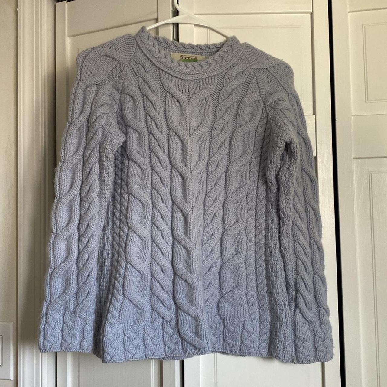 Made in Ireland Aran Sweater Market Women’s Blue... - Depop