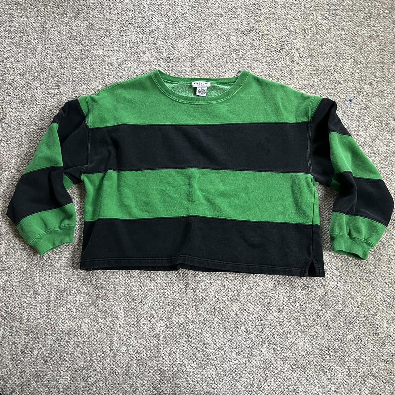 Energie stripe sweater green & black model is 5’1... Depop