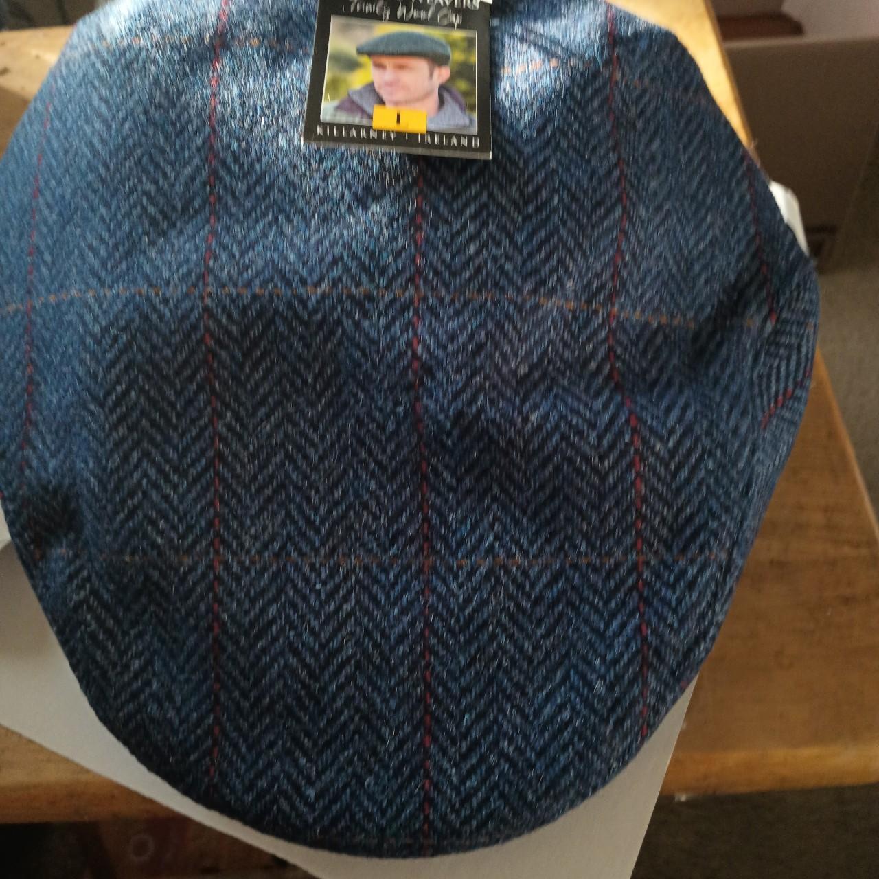 Mucros Weavers Trinity Wool Cap color blue with red... - Depop