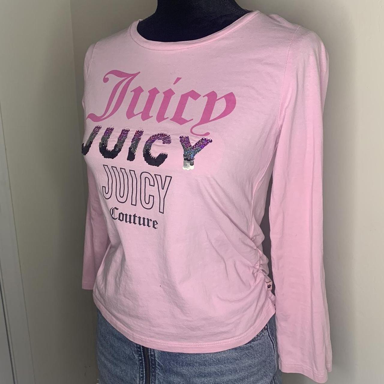 Y2K JUICY COUTURE SEQUIN T-SHIRT. Pink Y2K inspired | Depop