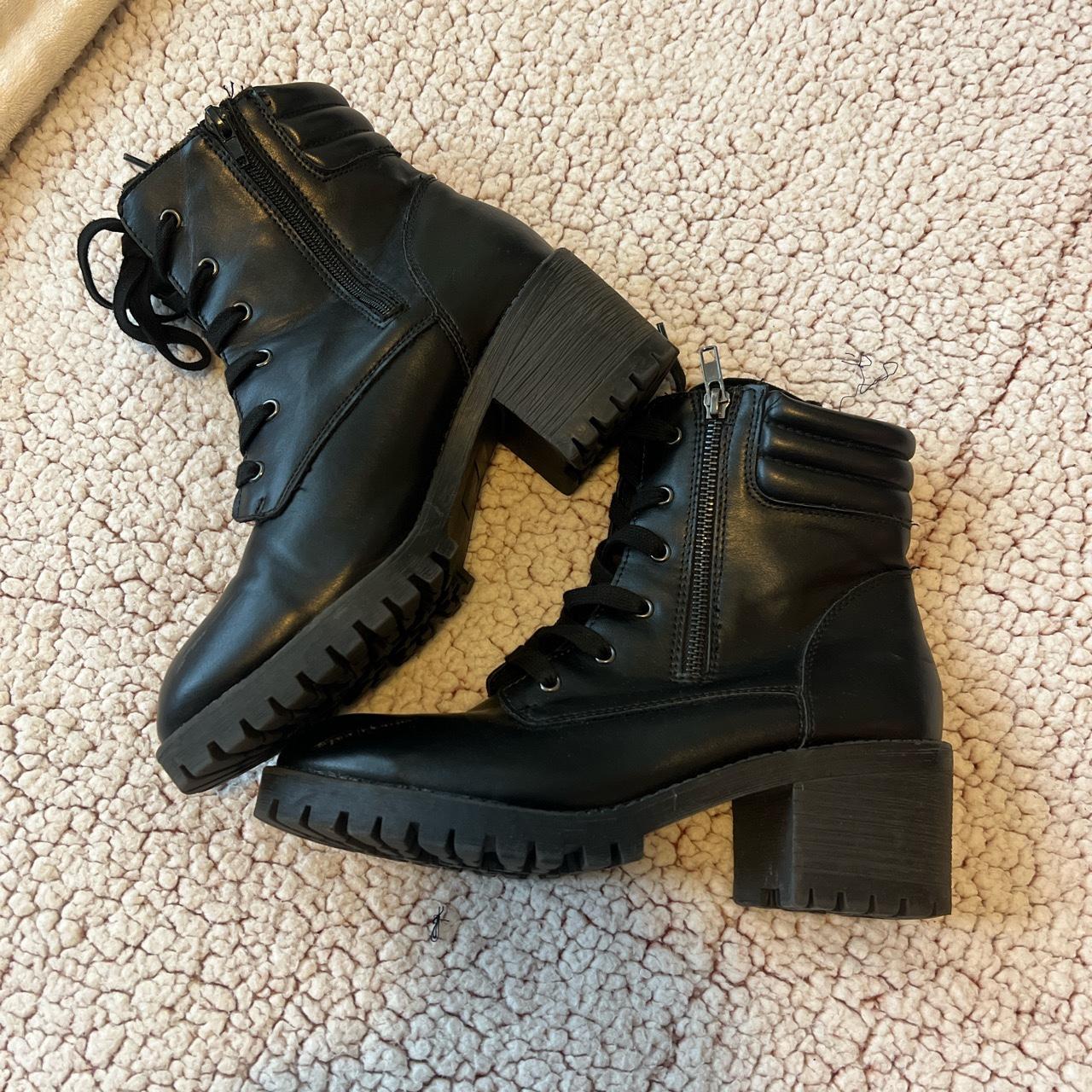 Madden Girl Black Paris Hush Combat Boots Size 8.5 Depop