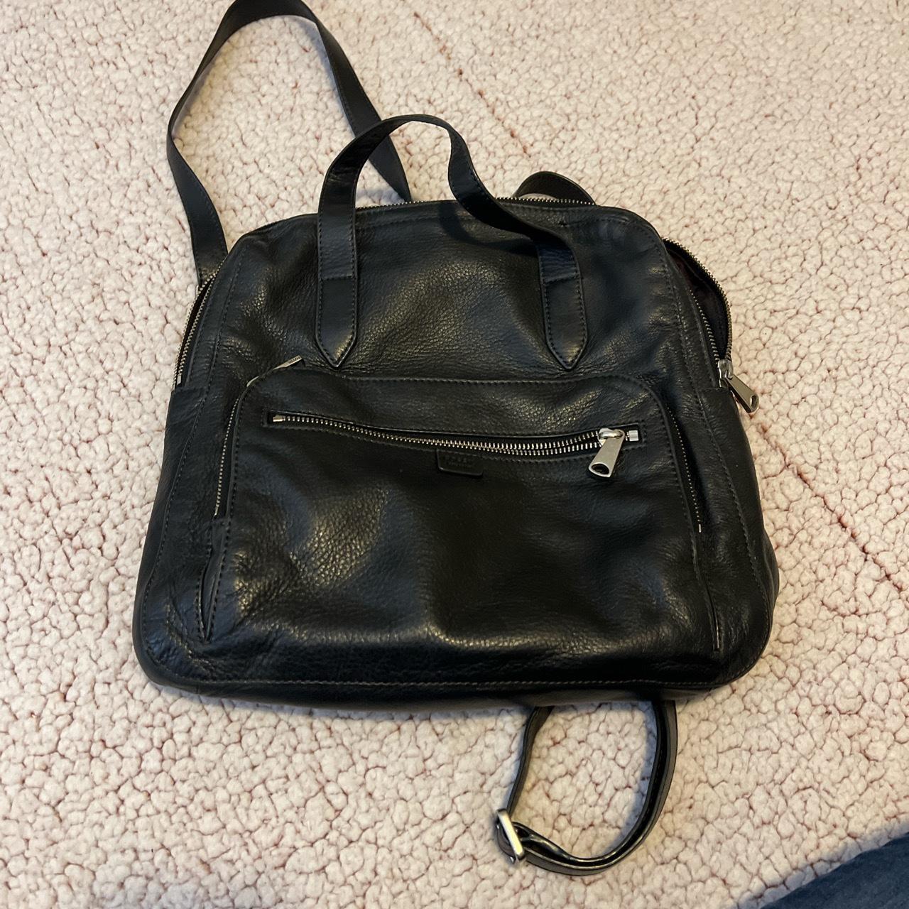 Fossil black leather full size backpack vintage... - Depop