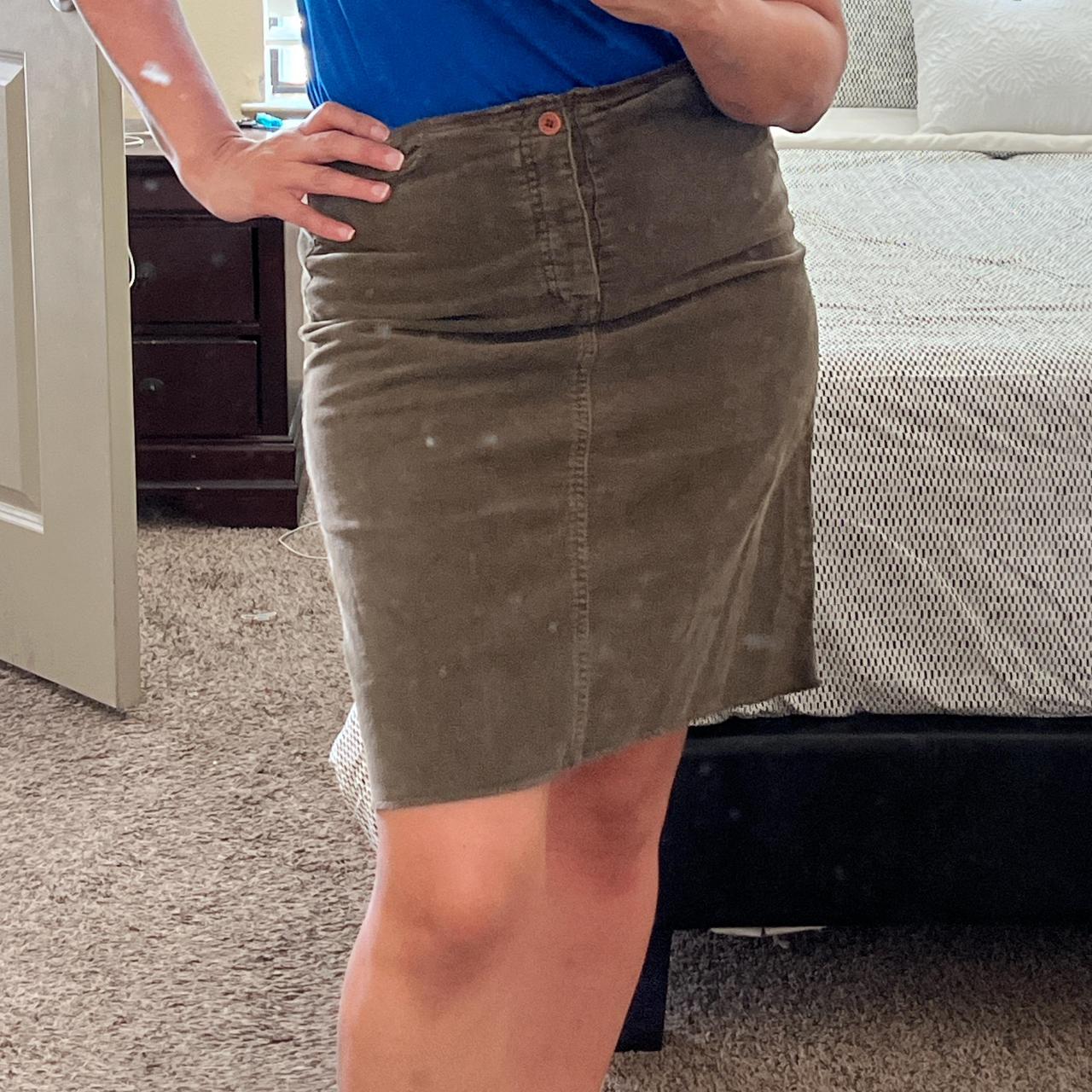 Calvin Klein Jeans Olive Green Corduroy Pencil Skirt