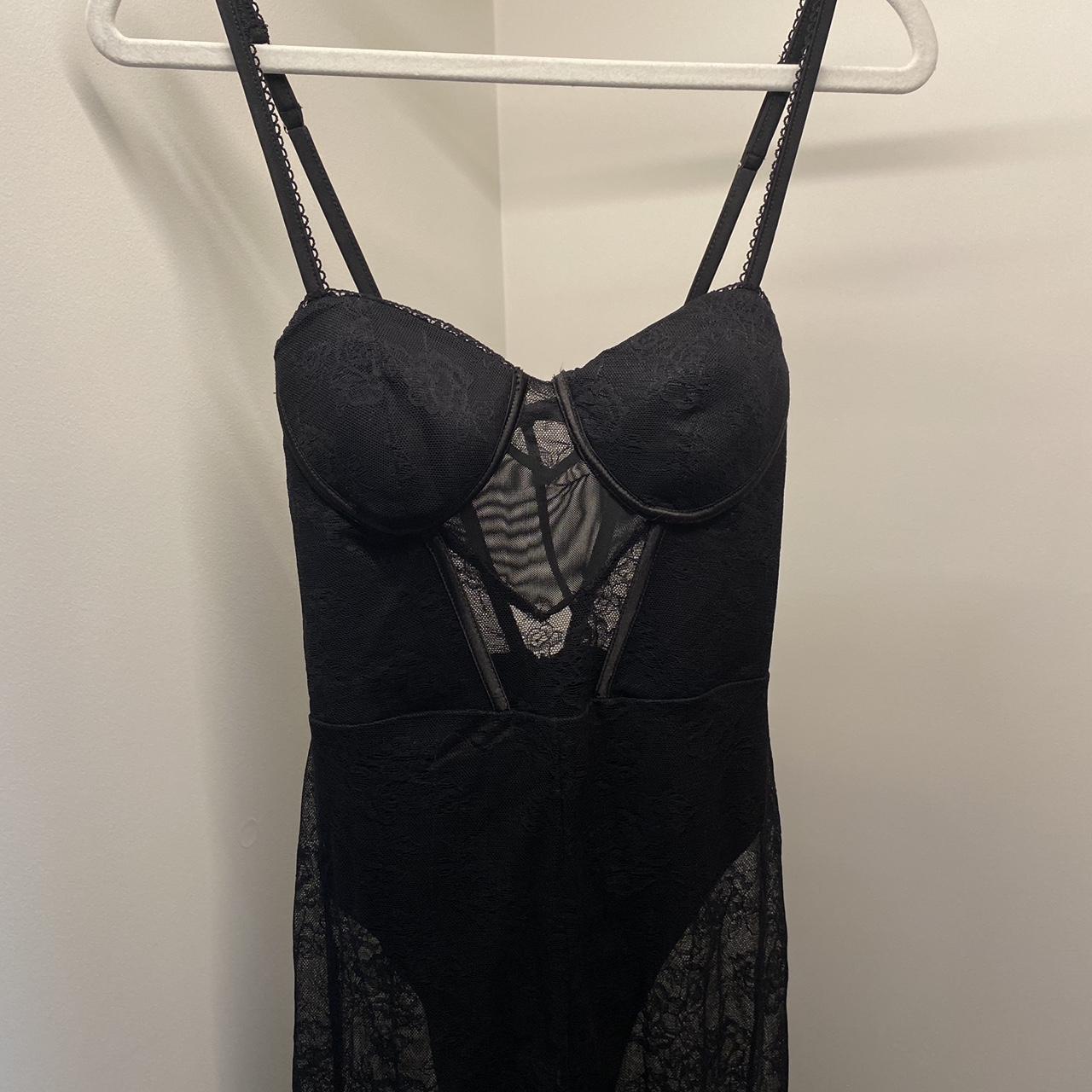 Bershka Catsuit Jumpsuit In Lace S Black Lace Up... - Depop