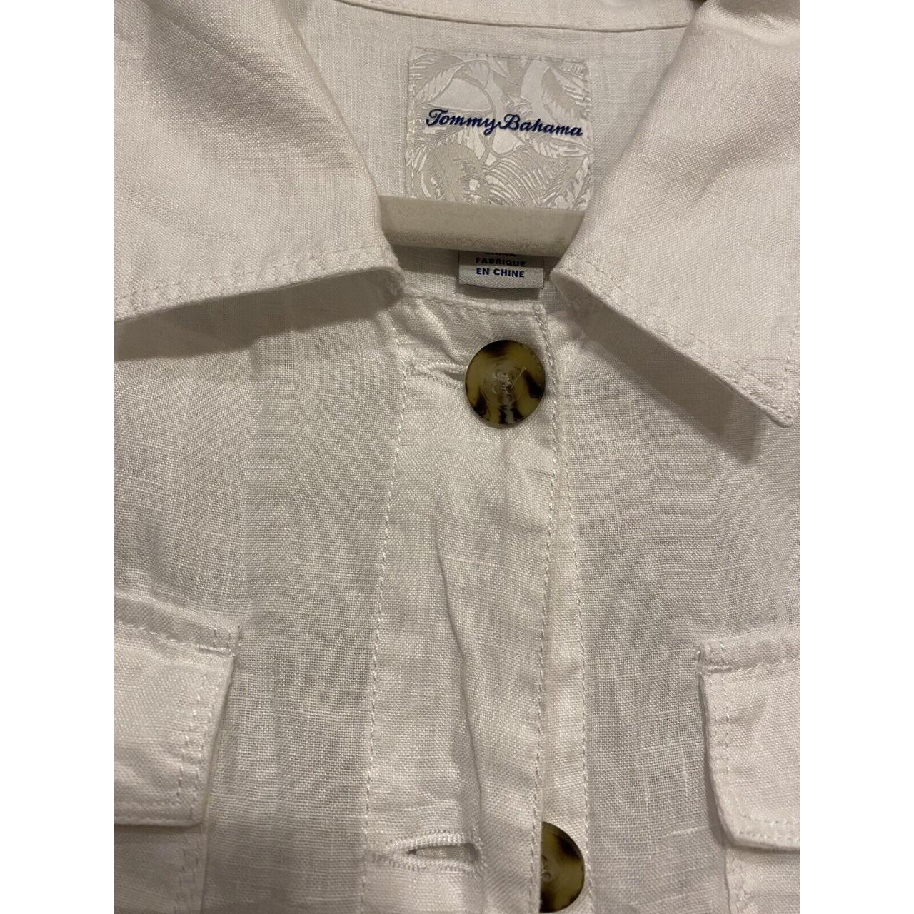 Tommy Bahama Linen White Button Down Jacket size... - Depop