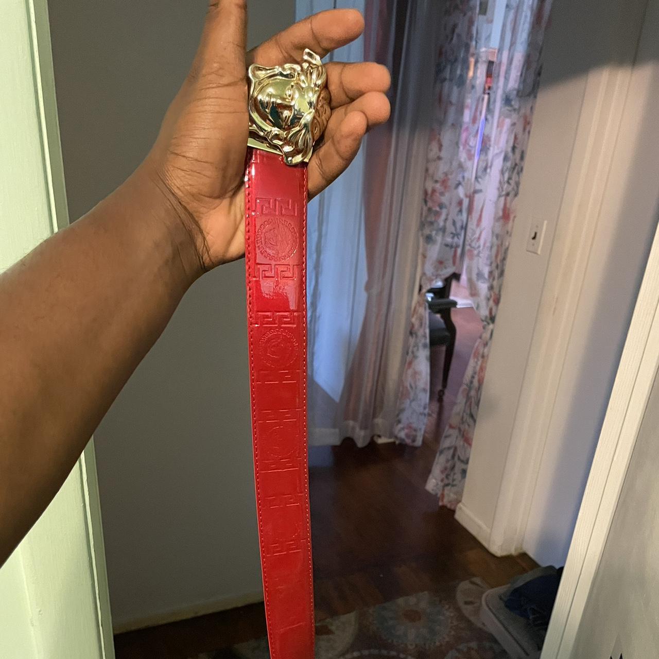 mens red versace belt