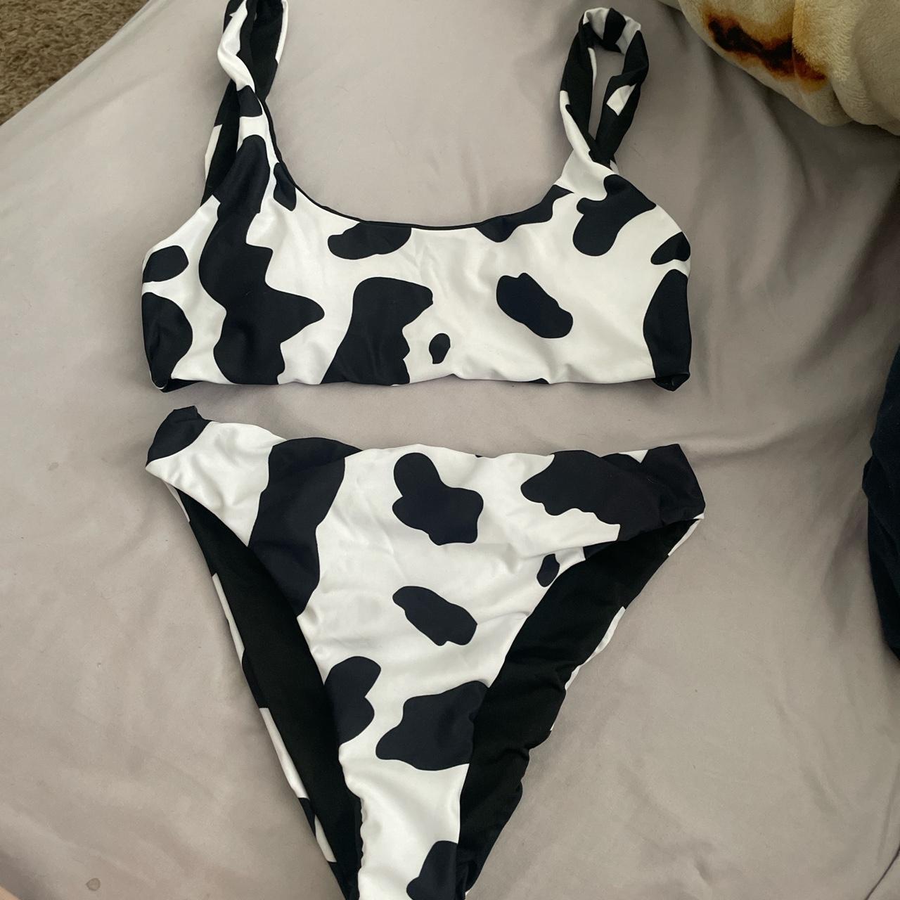 cow print bikini set - Depop