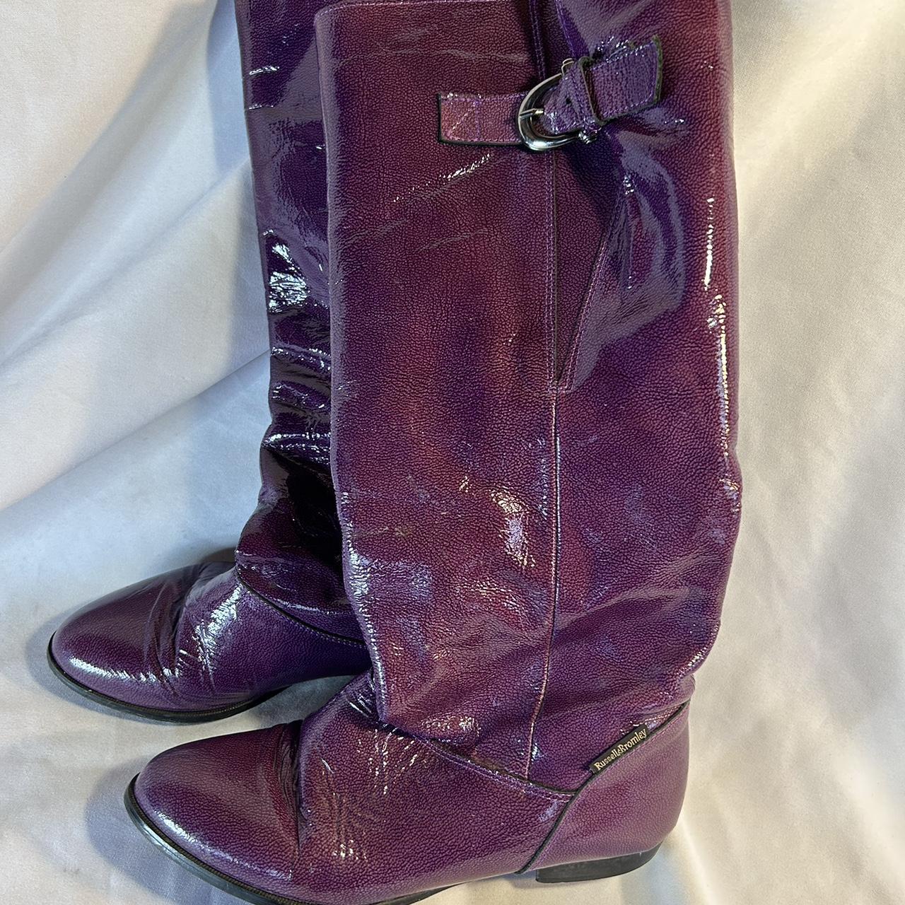 Purple knee store high flat boots