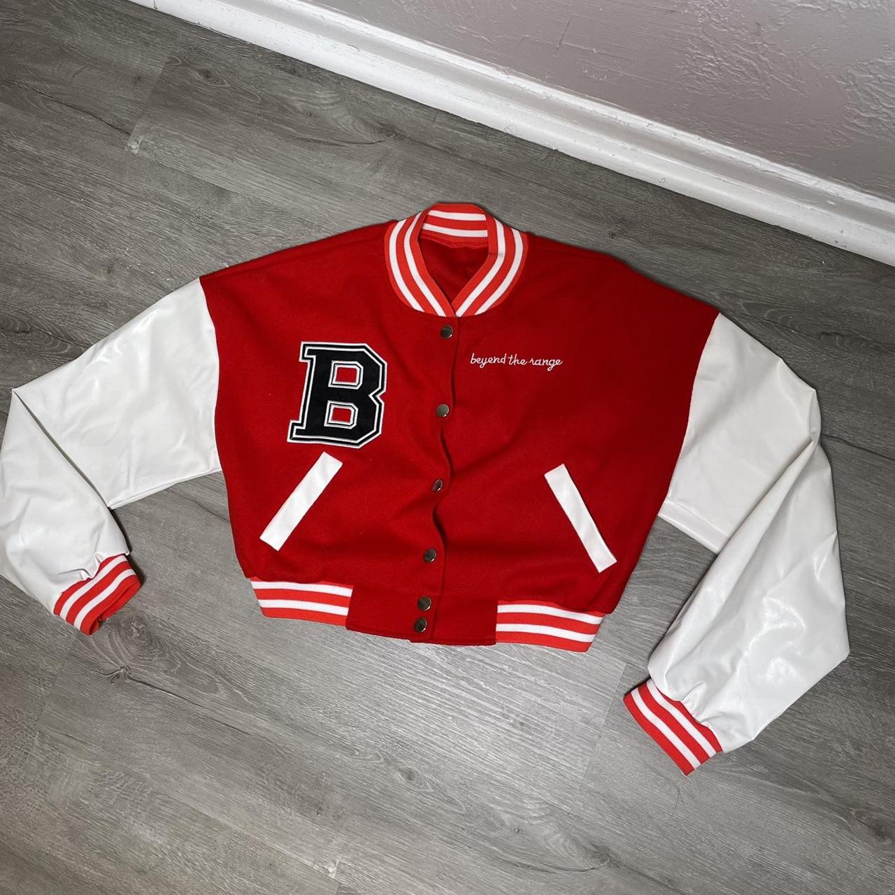 Red & White Varsity Jacket The Back Is Blank This... - Depop