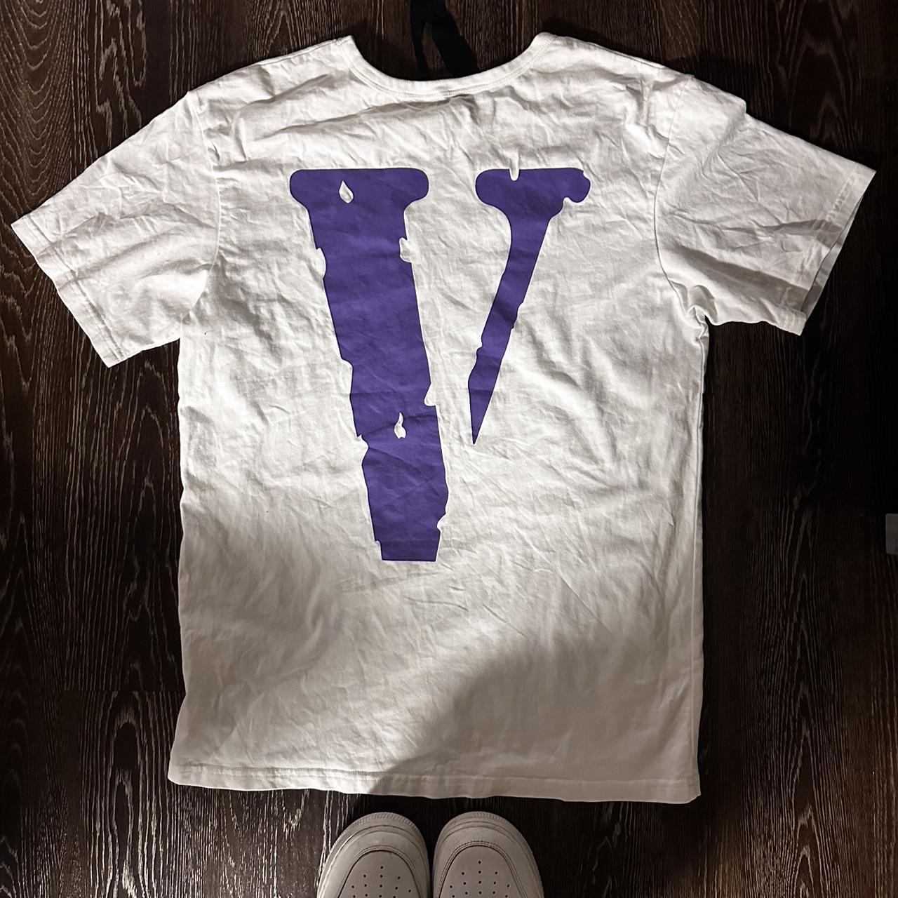 White and purple outlet vlone shirt