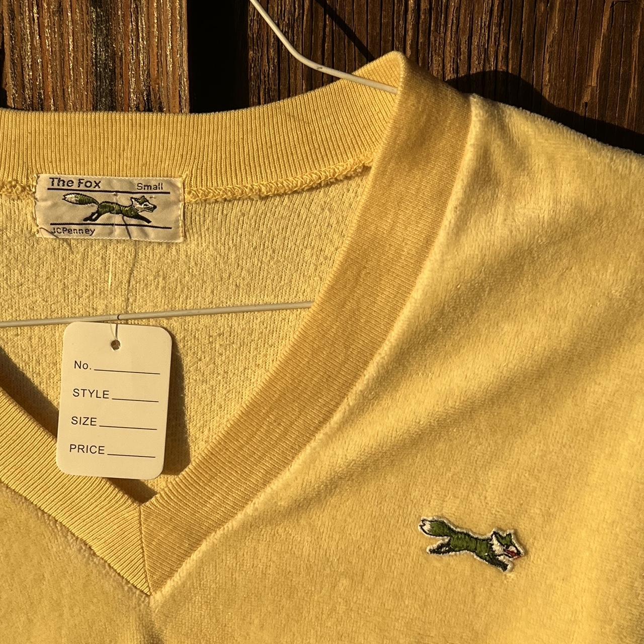 Vintage Yellow JC Penney Le Fox V Neck Sweater Size