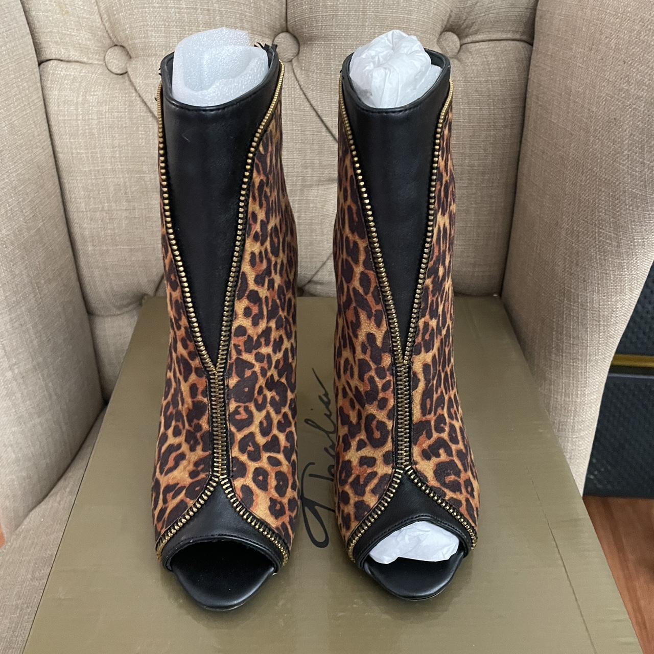 Cheetah print booties with a 4 inch heel booties. Depop