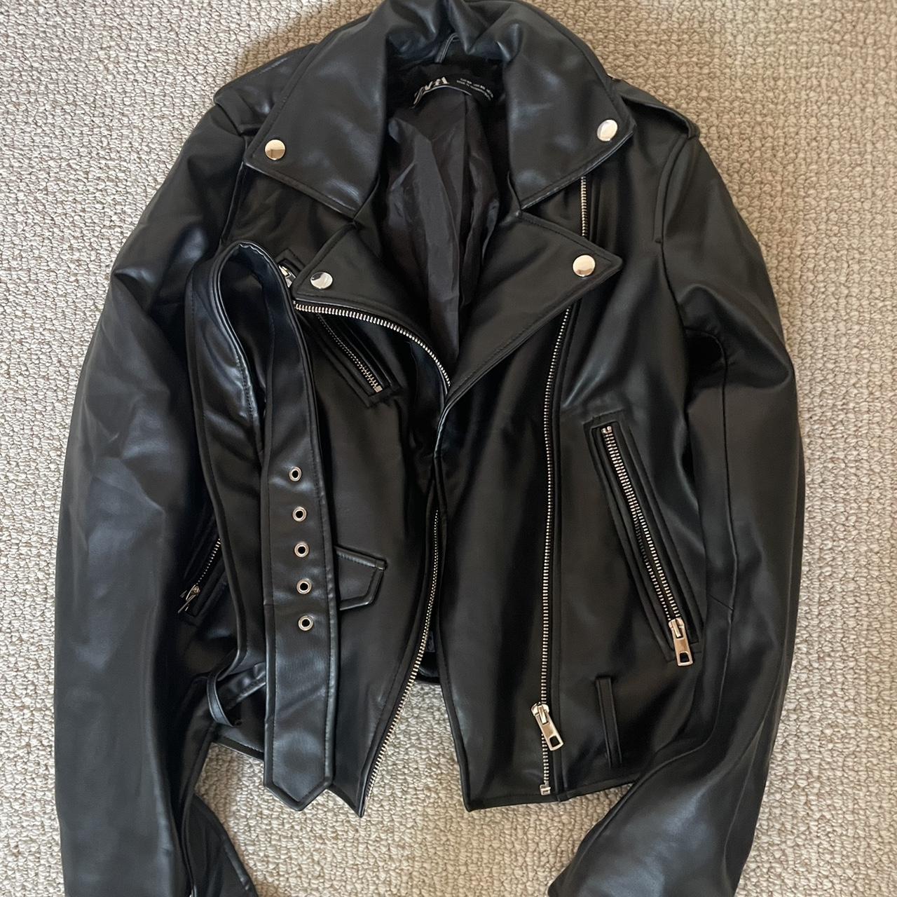 Zara Women’s Leather Jacket - Depop