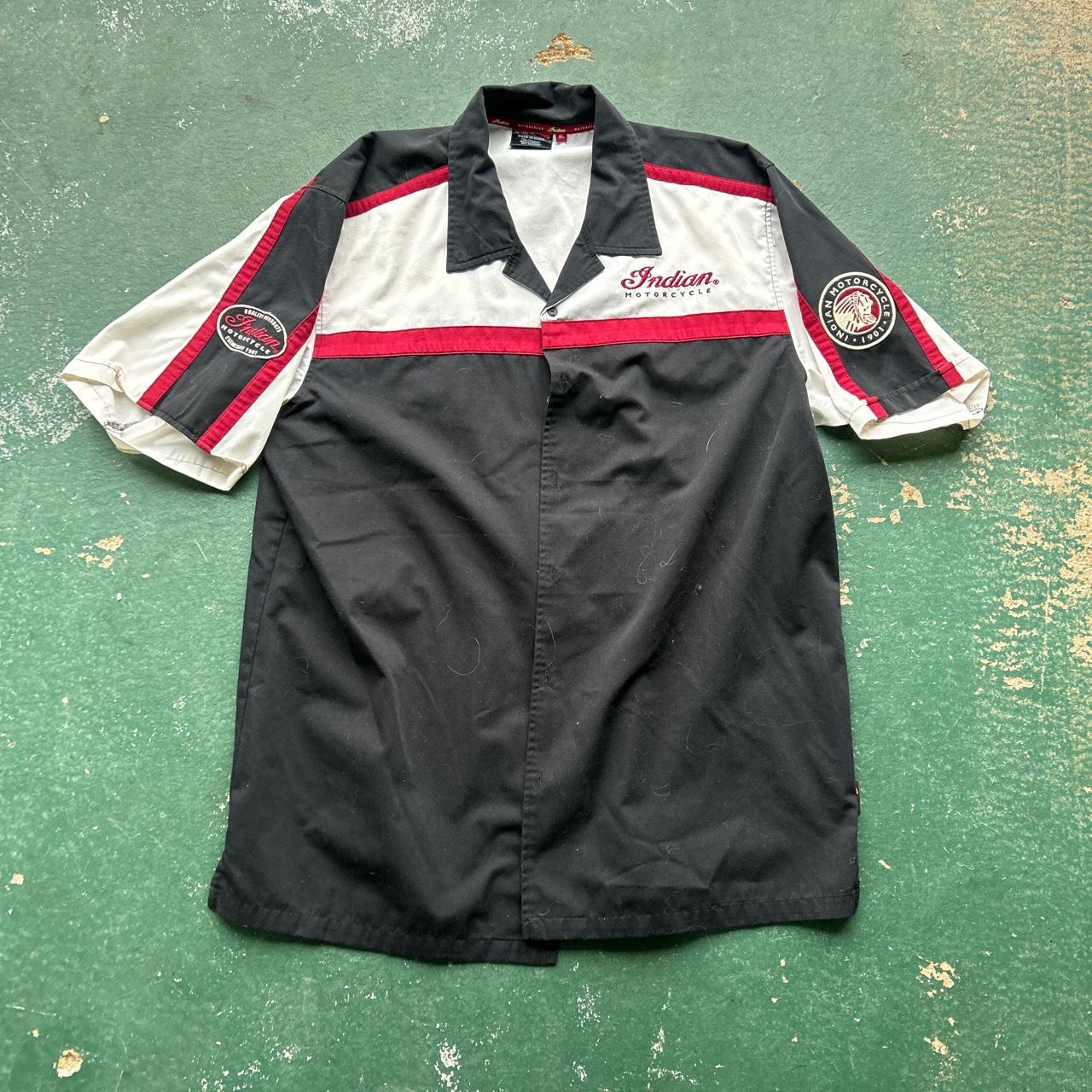 Vintage Indian MoterCycle Collared Racing Shirt Size... - Depop