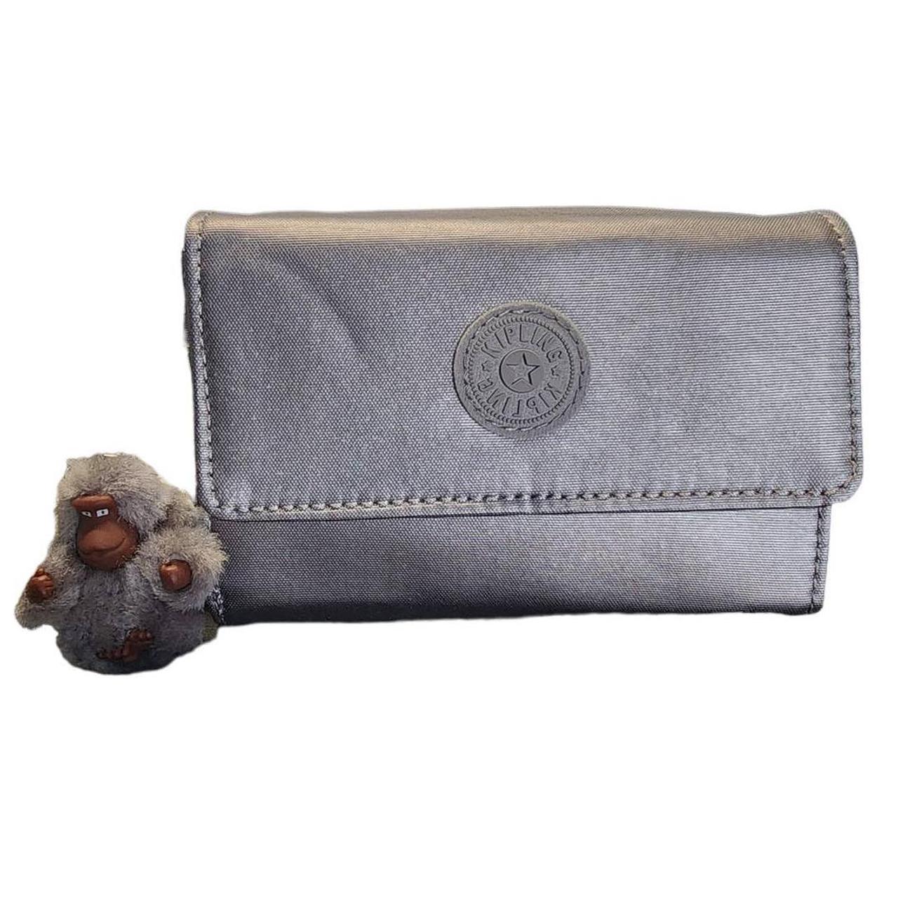 NWT Kipling Pixi Smooth Silver Metallic Nylon Bifold Depop