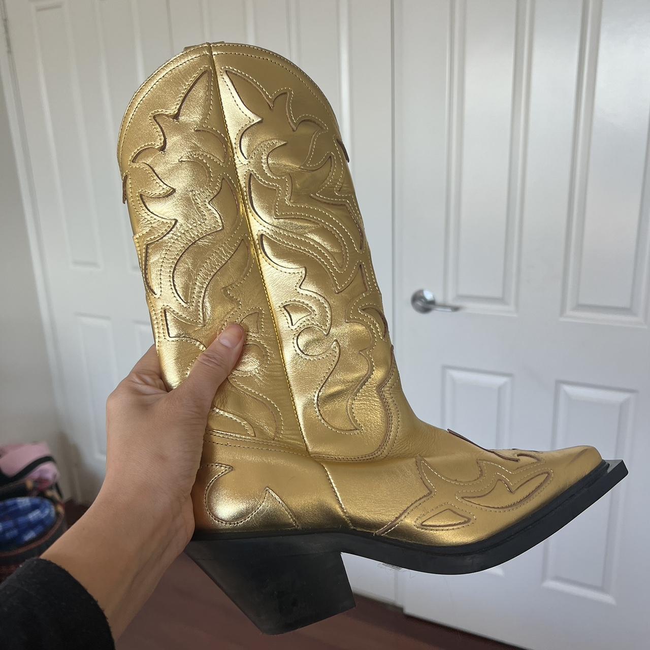 Gold hot sale boots topshop