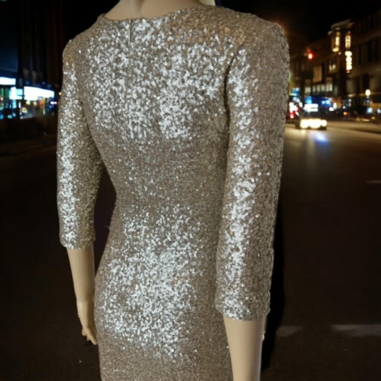 Gold Sequin Long Sleeve Bodycon Mini Dress by Depop