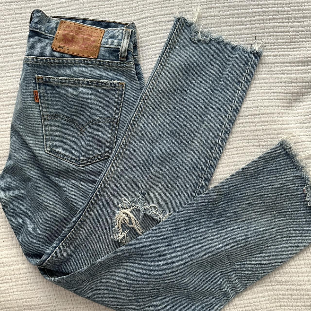 Levi s Orange Tag 505C Cropped Distressed Denim . Depop