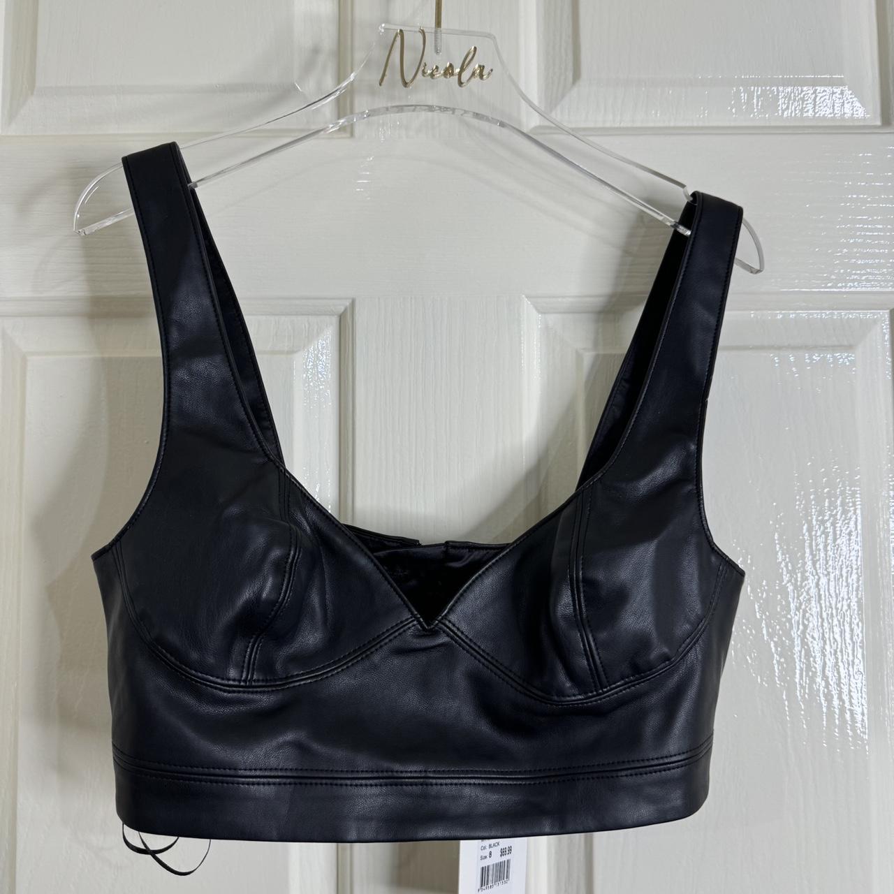 Bardot Leather Bralette in Black