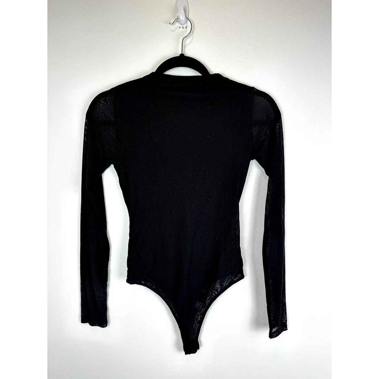 NWOT Naked Wardrobe Black Mesh Long Sleeve Bodysuit - Depop