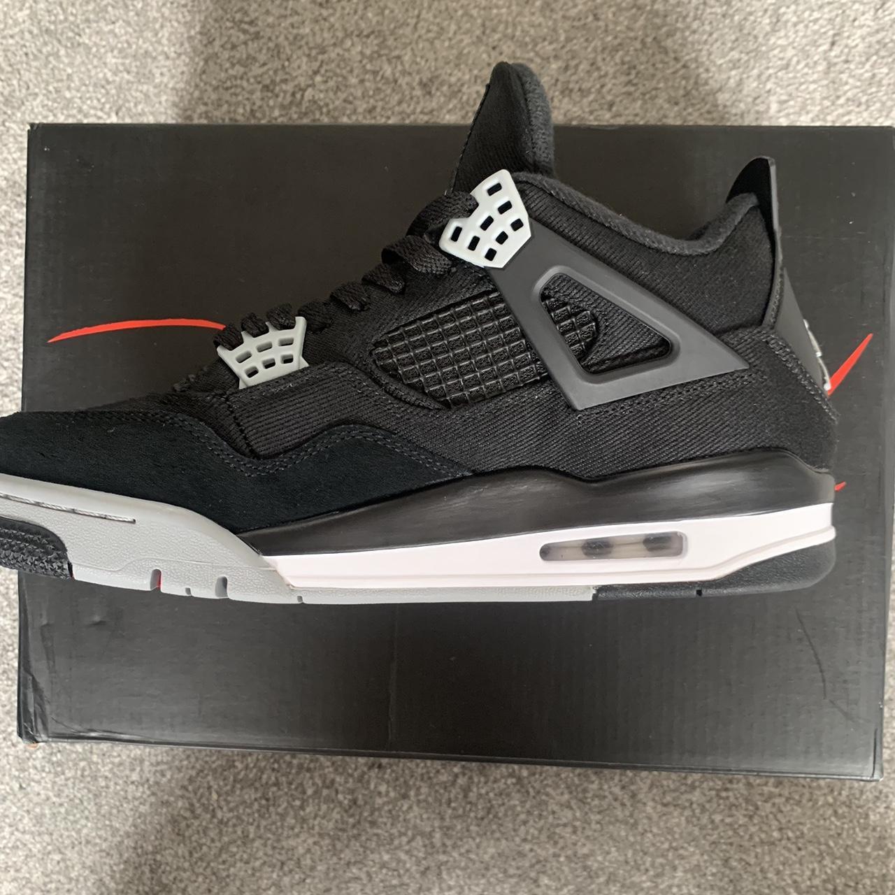 jordan 4 black canvas uk 8 - Depop