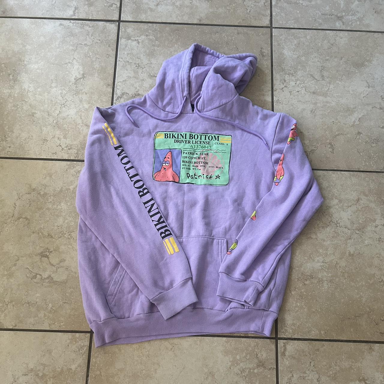 men s medium purple spongebob themed hoodie from Depop