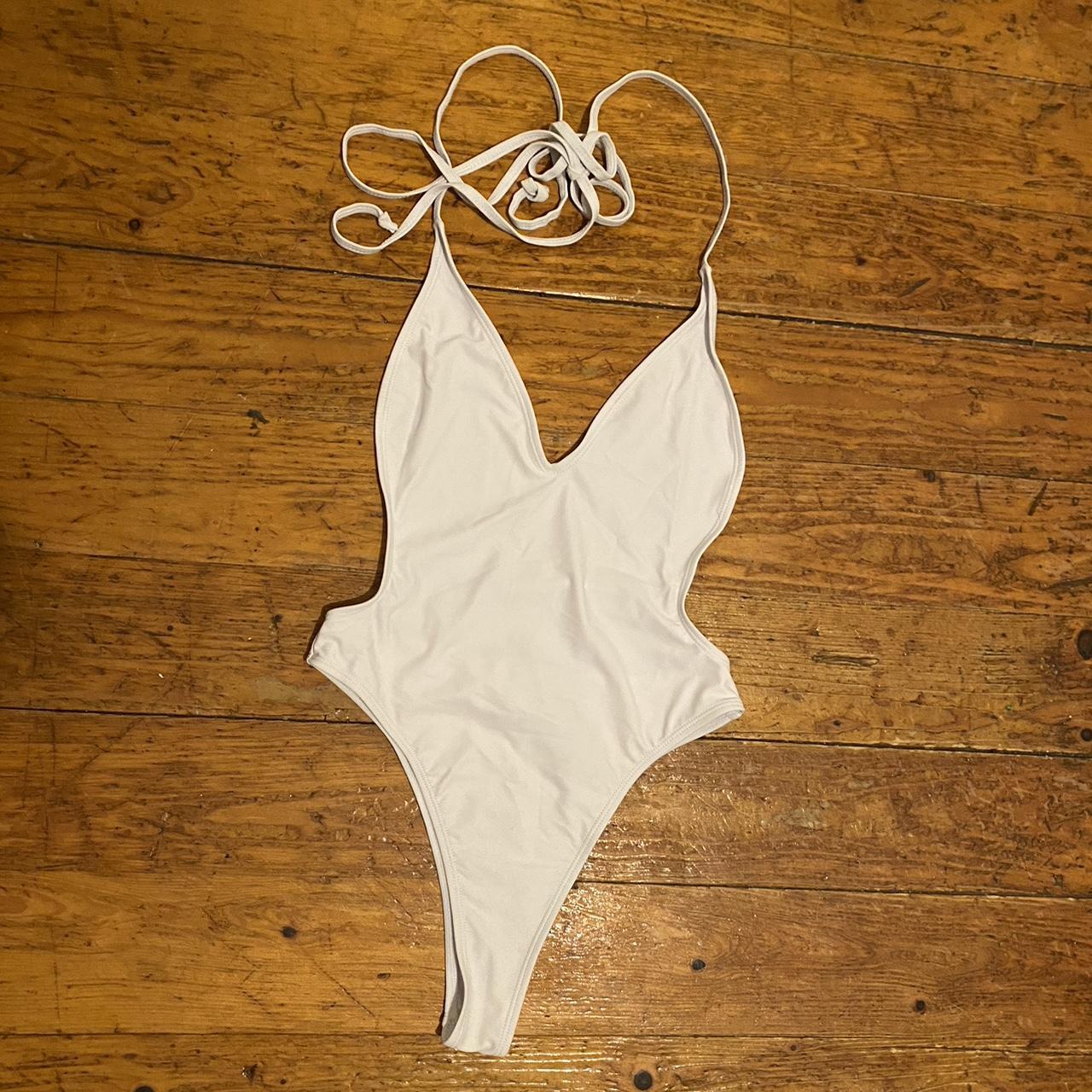 White One Piece Bathing Suit Bride Embroidered On Depop   P0 