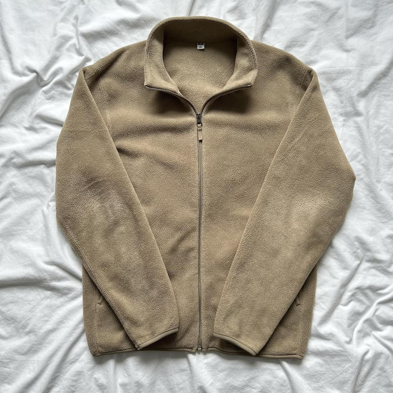 Uniqlo Beige Fleece Jacket Size small Great... - Depop