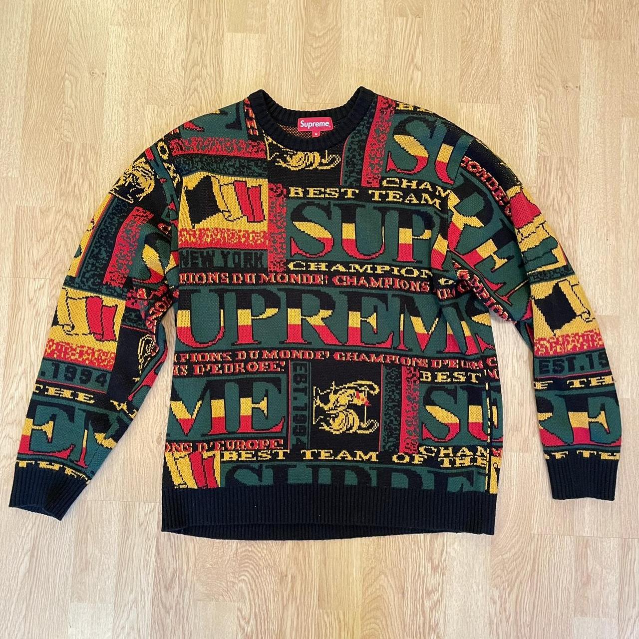 Supreme big letters shop sweater multicolor negro