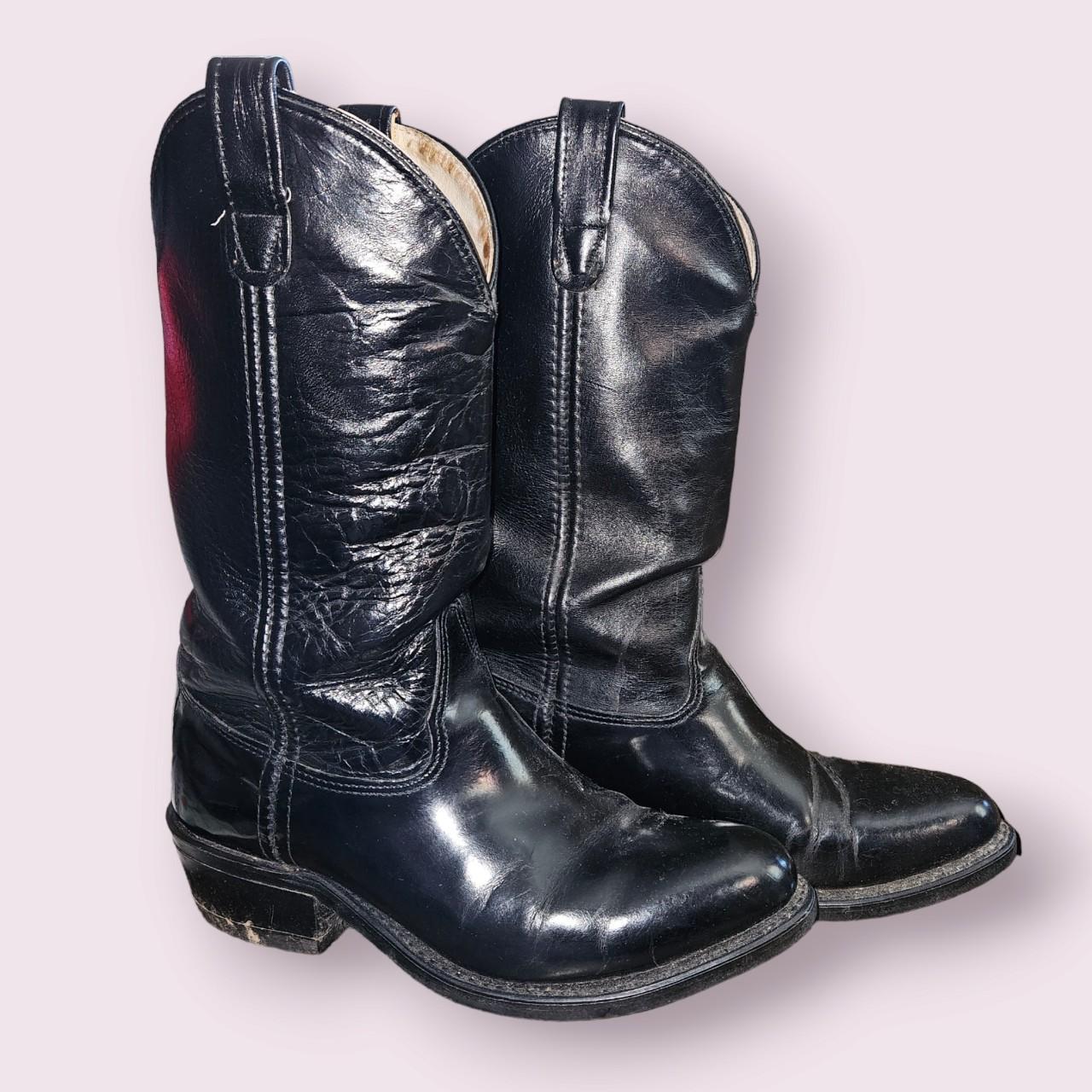 Black double h cowboy boots best sale