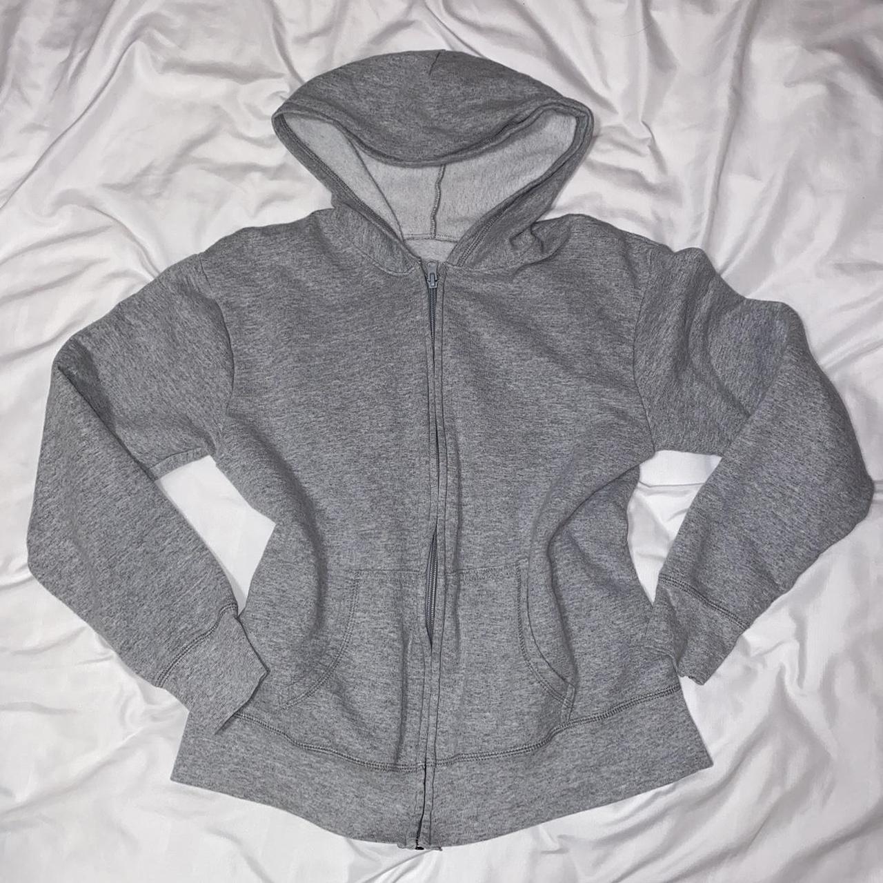 Mini light grey zip up hoodie, great for cooler... Depop