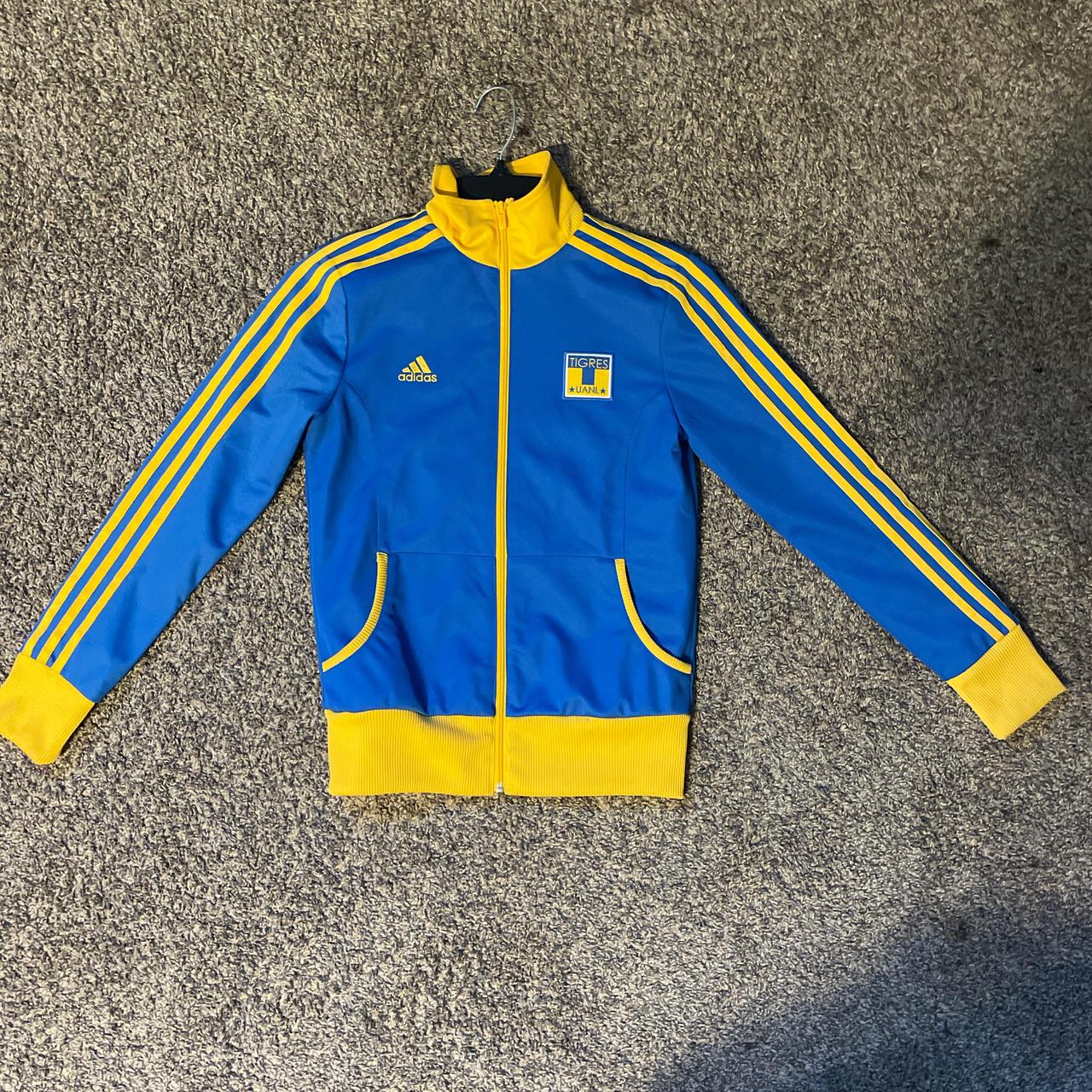 Adidas blue and yellow jacket best sale