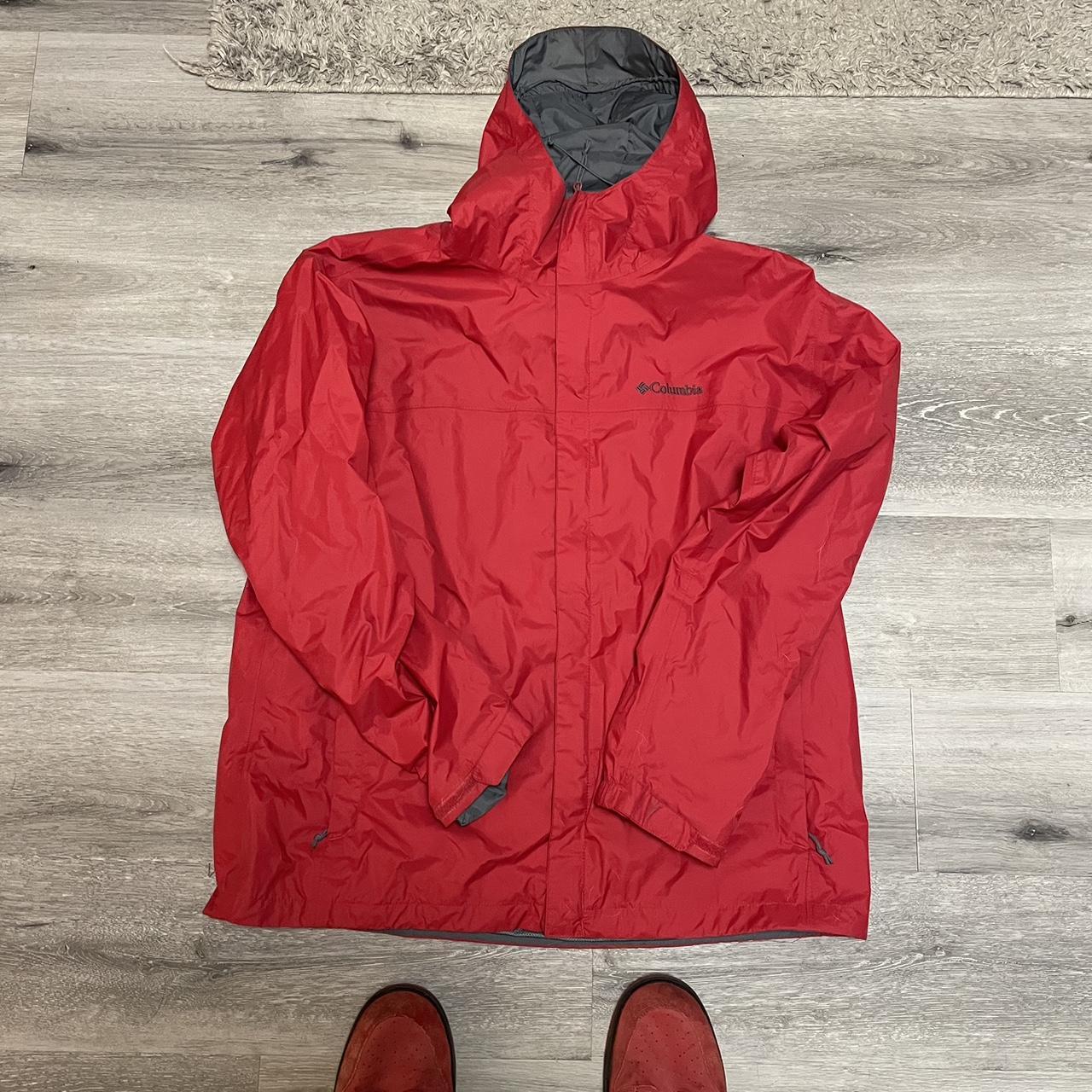 Red Columbia Rain Jacket. Size xl. No major flaws.... Depop