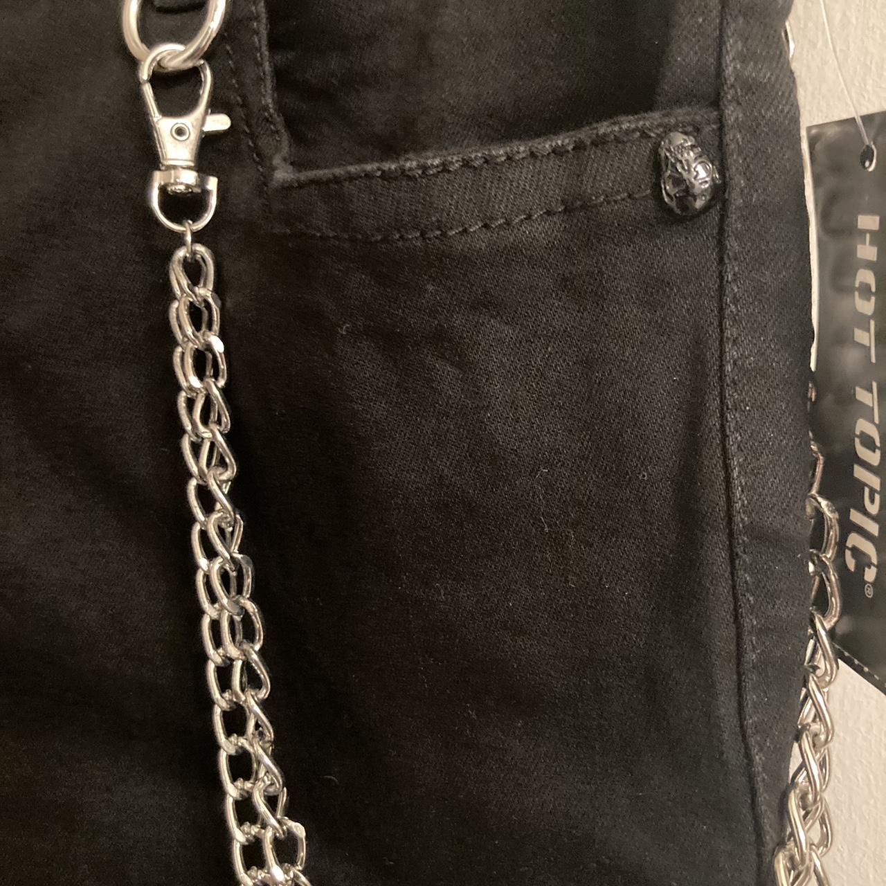 Hot Topic Black Fishnet Destructed Chain Jeans