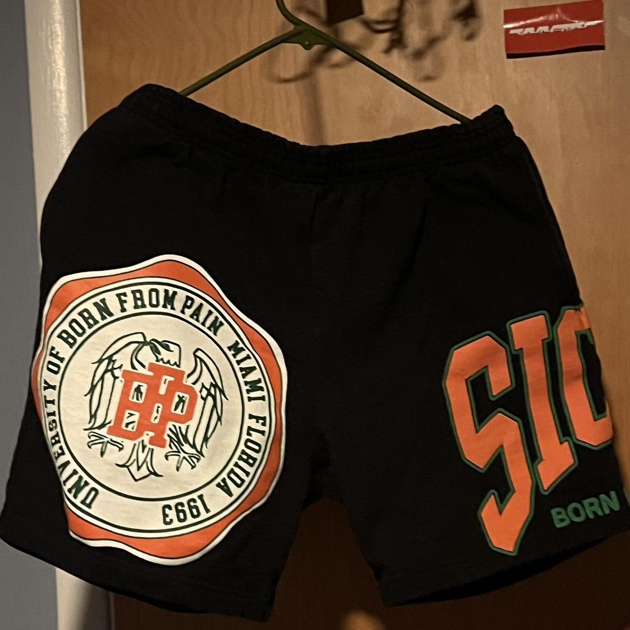 Sicko born from pain university shorts slightly... - Depop